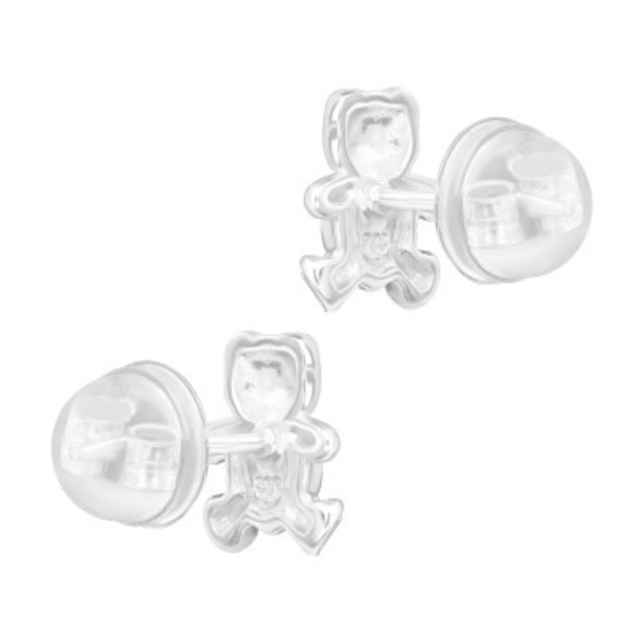 Children's Silver Bear Ear Studs - Picture 3 of 3